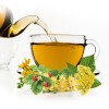 panacea tea, panacea tea, herbal tea, health tea, tonic herbs, herbal blend panacea, chamomile blossom, St. John's wort stalk, yellow ground, birch leaf, wild strawberry