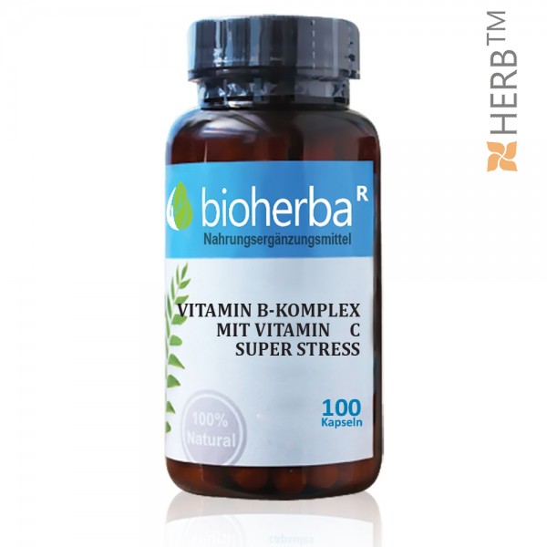 Bioherba, Nahrungsergänzungsmittel, Super, Stress, Vitamin, B-Komplex, Vitamin C, 100 Kapseln