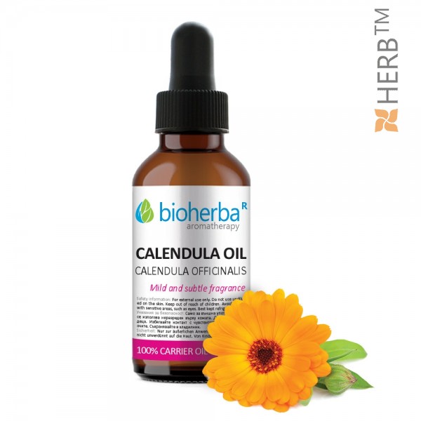 calendula oil, carrier oil, cosmetic oil, bioherba, базово масло от невен, базово масло, невен, козметично масло, биохерба